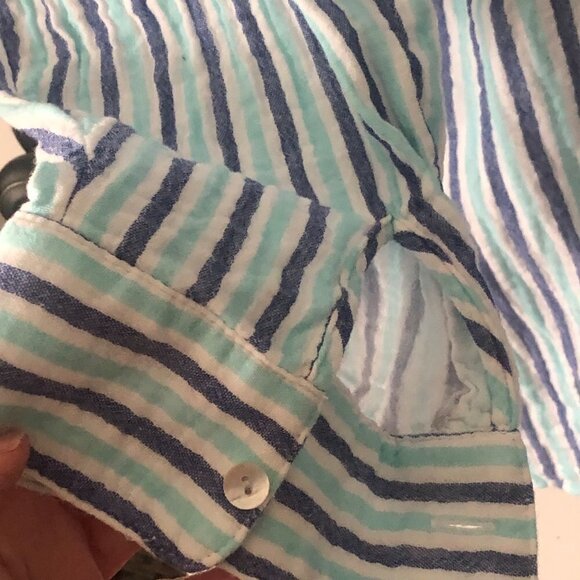 Soft Surroundings Blouse Aqua Blue Stripe Escambia Gauze Tunic Shirt Size 3X - Picture 11 of 13